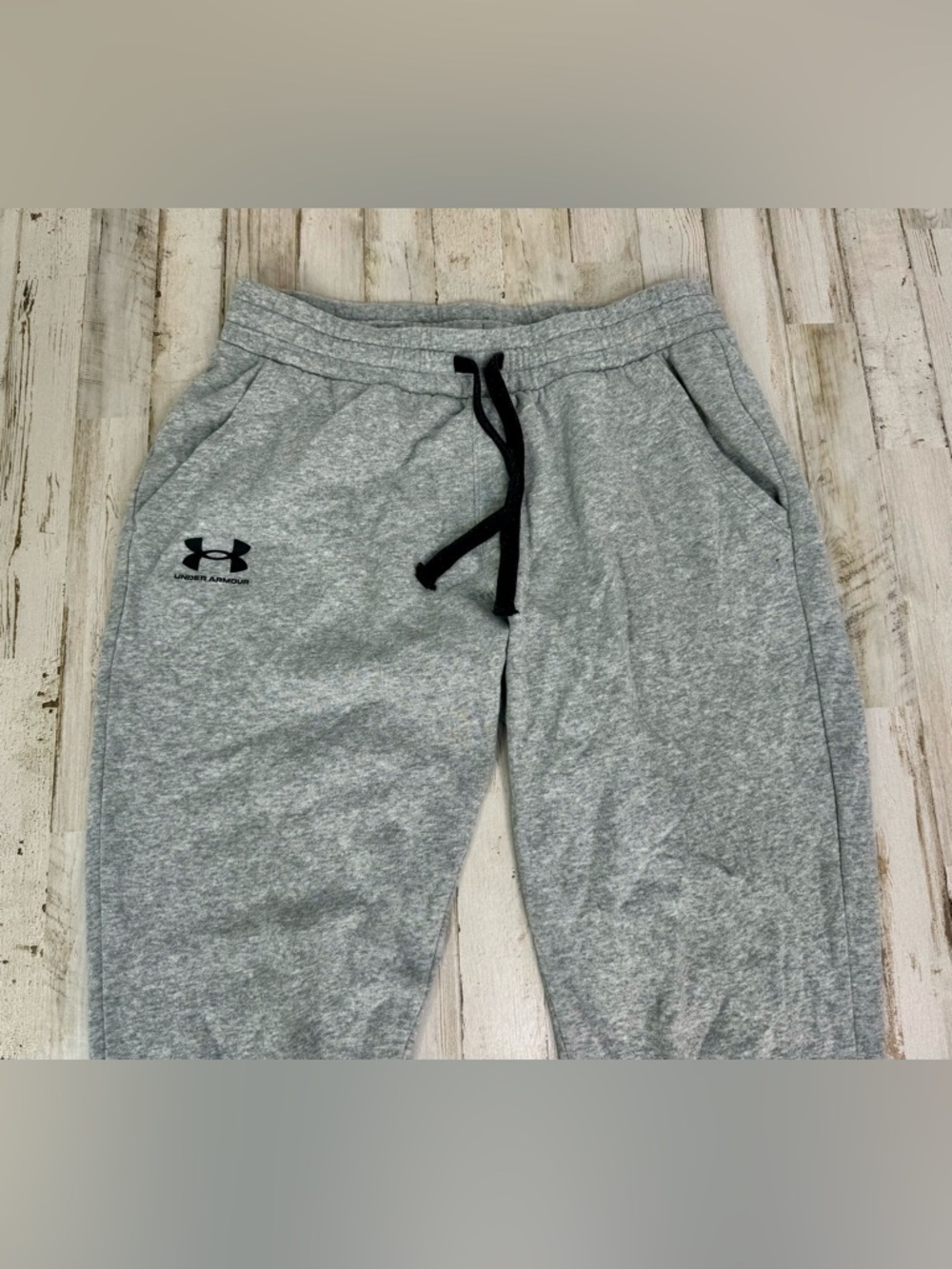 Under Armour Joggers Mens Large Gray Loose Drawstring Fleece Tapered Sweatpants - Picture 3 of 10